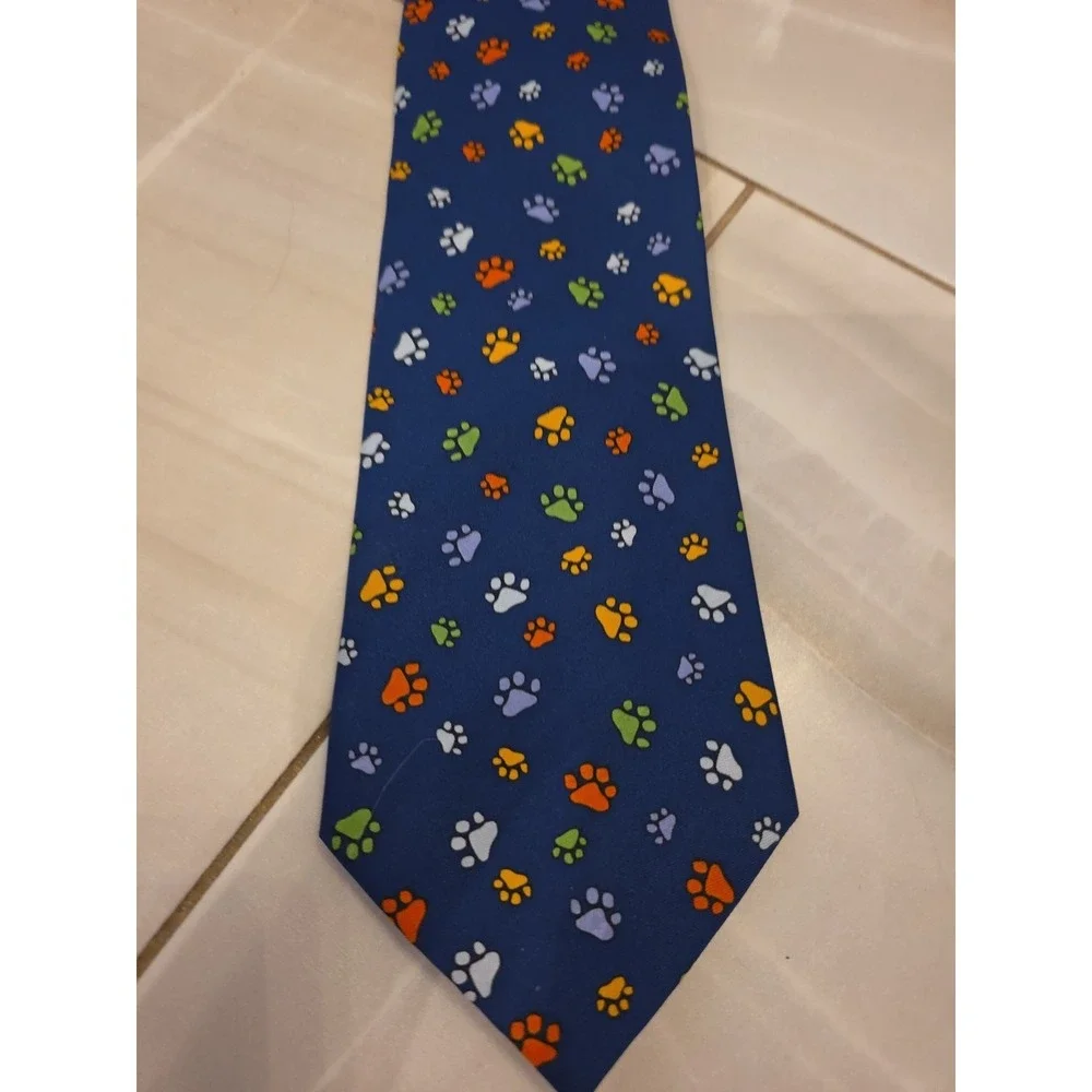 Utopia Men's Necktie Tie Silk‎ Wine Dog Paw Prints B1
